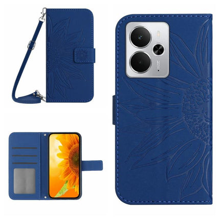 Skin Feel Sun Flower Embossed Flip Leather Phone Case with Lanyard, For Realme C75 5G, For Realme 14 5G Global / P3 5G Global