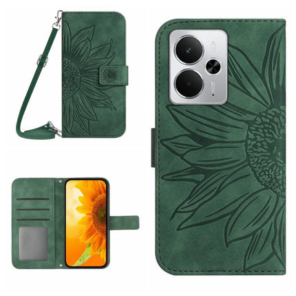 Skin Feel Sun Flower Embossed Flip Leather Phone Case with Lanyard, For Realme C75 5G, For Realme 14 5G Global / P3 5G Global