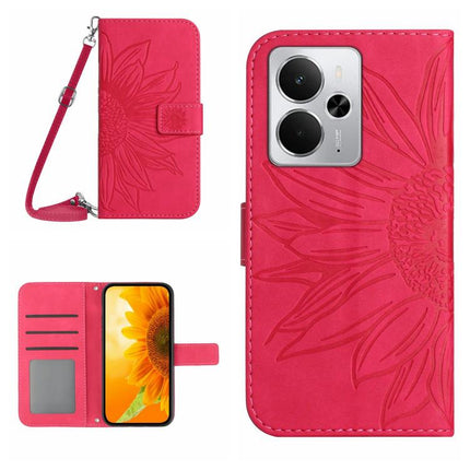 Skin Feel Sun Flower Embossed Flip Leather Phone Case with Lanyard, For Realme C75 5G, For Realme 14 5G Global / P3 5G Global