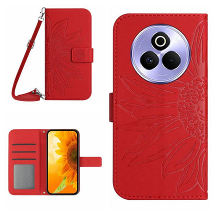 Skin Feel Sun Flower Embossed Flip Leather Phone Case with Lanyard, For Realme P3 Pro 5G Global, For Realme 14 Pro+ 5G