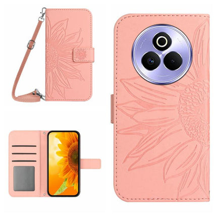 Skin Feel Sun Flower Embossed Flip Leather Phone Case with Lanyard, For Realme P3 Pro 5G Global, For Realme 14 Pro+ 5G