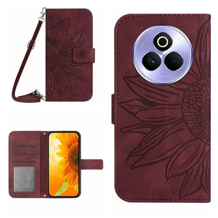 Skin Feel Sun Flower Embossed Flip Leather Phone Case with Lanyard, For Realme P3 Pro 5G Global, For Realme 14 Pro+ 5G