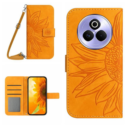 Skin Feel Sun Flower Embossed Flip Leather Phone Case with Lanyard, For Realme P3 Pro 5G Global, For Realme 14 Pro+ 5G
