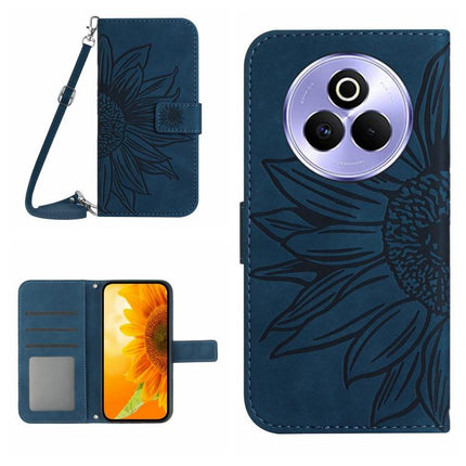 Skin Feel Sun Flower Embossed Flip Leather Phone Case with Lanyard, For Realme P3 Pro 5G Global, For Realme 14 Pro+ 5G