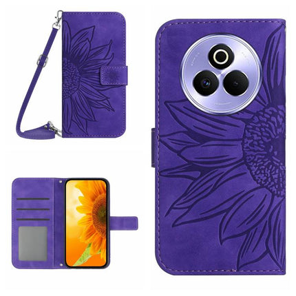 Skin Feel Sun Flower Embossed Flip Leather Phone Case with Lanyard, For Realme P3 Pro 5G Global, For Realme 14 Pro+ 5G
