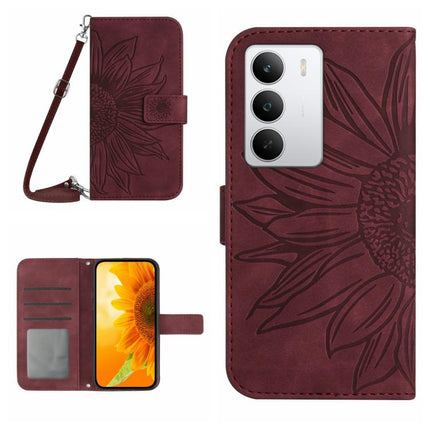 Skin Feel Sun Flower Embossed Flip Leather Phone Case with Lanyard, For Realme 15 5G Global / 15 Pro 5G Global, For Realme C71 4G