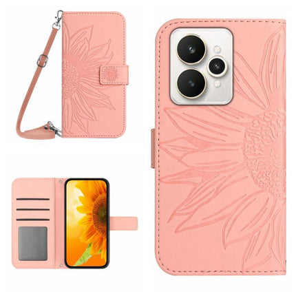 Skin Feel Sun Flower Embossed Flip Leather Phone Case with Lanyard, For Realme 15 5G Global / 15 Pro 5G Global, For Realme C71 4G