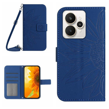 Skin Feel Sun Flower Embossed Flip Leather Phone Case with Lanyard, For Realme 15 5G Global / 15 Pro 5G Global, For Realme C71 4G