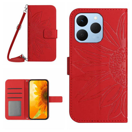 Skin Feel Sun Flower Embossed Flip Leather Phone Case with Lanyard, For Realme C85 Pro 4G, For Realme 15T 5G