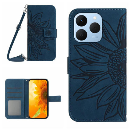 Skin Feel Sun Flower Embossed Flip Leather Phone Case with Lanyard, For Realme C85 Pro 4G, For Realme 15T 5G