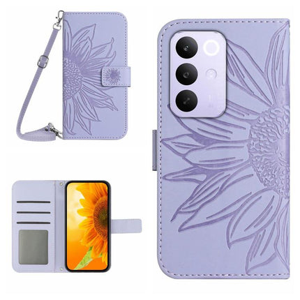 Skin Feel Sun Flower Embossed Flip Leather Phone Case with Lanyard, For Realme C85 Pro 4G, For Realme 15T 5G