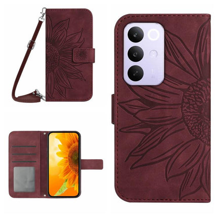 Skin Feel Sun Flower Embossed Flip Leather Phone Case with Lanyard, For Realme C85 Pro 4G, For Realme 15T 5G