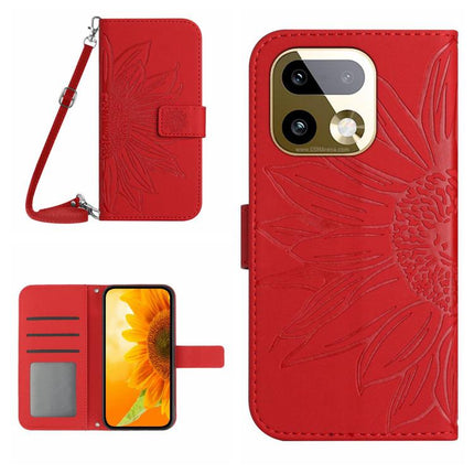 Skin Feel Sun Flower Embossed Flip Leather Phone Case with Lanyard, For Realme 16 Pro+ 5G, For Realme C85 5G