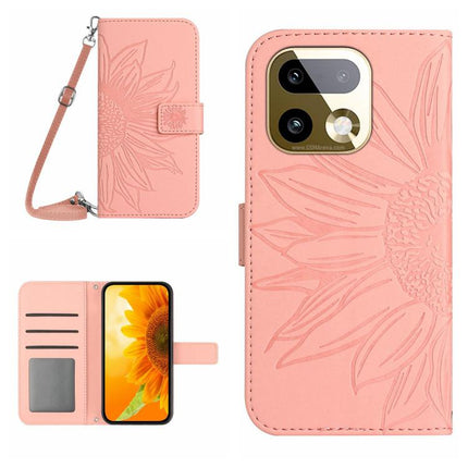 Skin Feel Sun Flower Embossed Flip Leather Phone Case with Lanyard, For Realme 16 Pro+ 5G, For Realme C85 5G