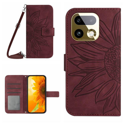Skin Feel Sun Flower Embossed Flip Leather Phone Case with Lanyard, For Realme 16 Pro+ 5G, For Realme C85 5G