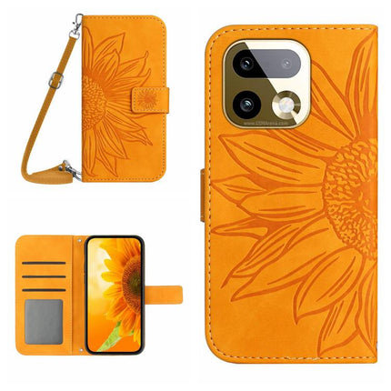 Skin Feel Sun Flower Embossed Flip Leather Phone Case with Lanyard, For Realme 16 Pro+ 5G, For Realme C85 5G