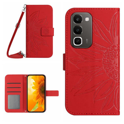 Skin Feel Sun Flower Embossed Flip Leather Phone Case with Lanyard, For Realme C100 4G, For Realme C83 5G