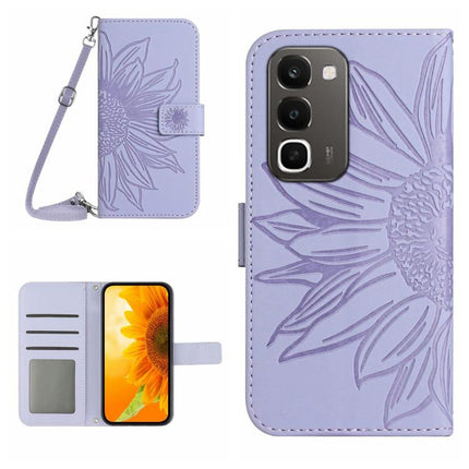 Skin Feel Sun Flower Embossed Flip Leather Phone Case with Lanyard, For Realme C100 4G, For Realme C83 5G