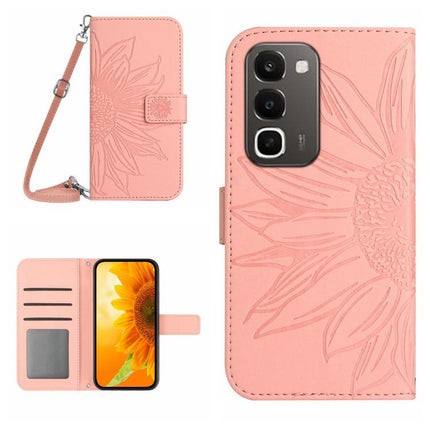 Skin Feel Sun Flower Embossed Flip Leather Phone Case with Lanyard, For Realme C100 4G, For Realme C83 5G