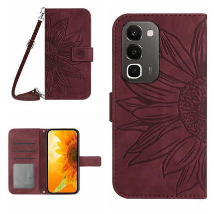 Skin Feel Sun Flower Embossed Flip Leather Phone Case with Lanyard, For Realme C100 4G, For Realme C83 5G