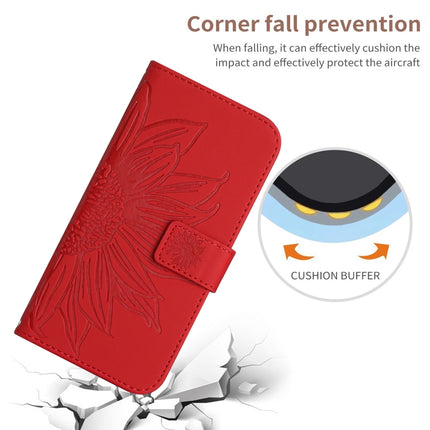 Skin Feel Sun Flower Embossed Flip Leather Phone Case with Lanyard, For iPhone 15 Pro, For iPhone 15 Plus