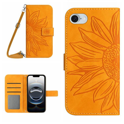 Skin Feel Sun Flower Embossed Flip Leather Phone Case with Lanyard, For iPhone 17 Pro, For iPhone 17