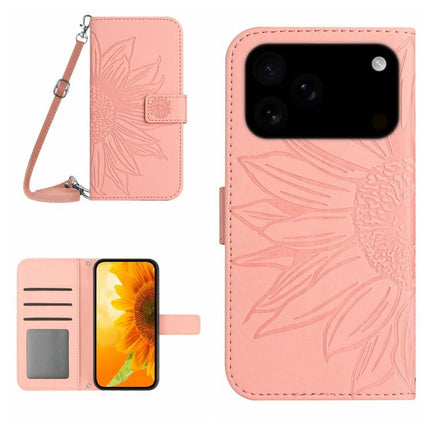 Skin Feel Sun Flower Embossed Flip Leather Phone Case with Lanyard, For iPhone 17e / 16e, For iPhone 17 Pro Max