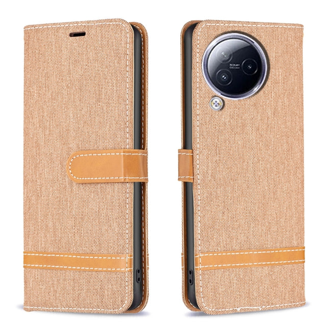 Color Block Denim Texture Leather Phone Case, For Xiaomi Civi 3 5G, For Xiaomi Redmi Note 13 Pro 4G Global