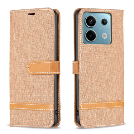 Color Block Denim Texture Leather Phone Case, For Xiaomi Redmi Note 13 Pro+ 5G, For Xiaomi Redmi Note 13 Pro 5G