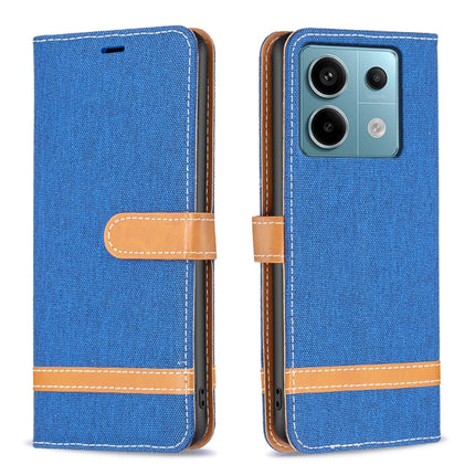 Color Block Denim Texture Leather Phone Case, For Xiaomi Redmi Note 13 Pro+ 5G, For Xiaomi Redmi Note 13 Pro 5G