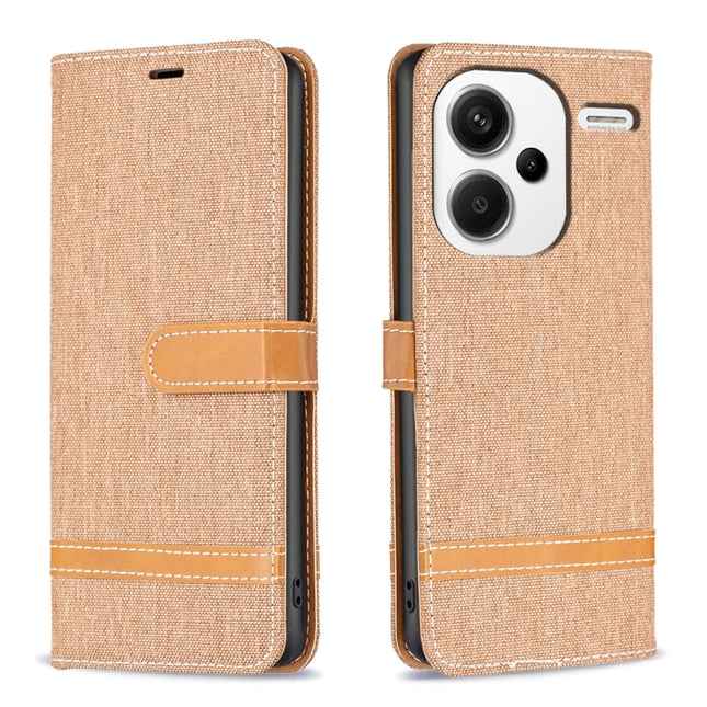 Color Block Denim Texture Leather Phone Case, For Xiaomi Redmi Note 13 Pro+ 5G, For Xiaomi Redmi Note 13 Pro 5G