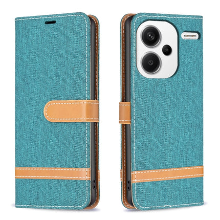Color Block Denim Texture Leather Phone Case, For Xiaomi Redmi Note 13 Pro+ 5G, For Xiaomi Redmi Note 13 Pro 5G