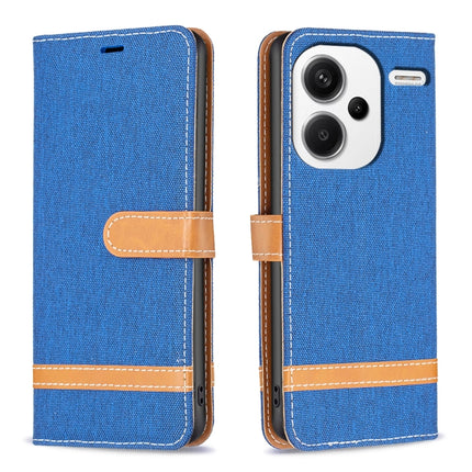 Color Block Denim Texture Leather Phone Case, For Xiaomi Redmi Note 13 Pro+ 5G, For Xiaomi Redmi Note 13 Pro 5G