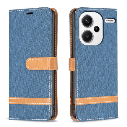 Color Block Denim Texture Leather Phone Case, For Xiaomi Redmi Note 13 Pro+ 5G, For Xiaomi Redmi Note 13 Pro 5G