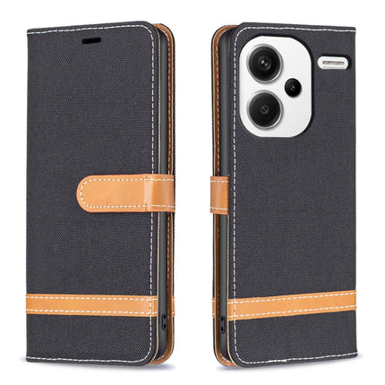 Color Block Denim Texture Leather Phone Case, For Xiaomi Redmi Note 13 Pro+ 5G, For Xiaomi Redmi Note 13 Pro 5G