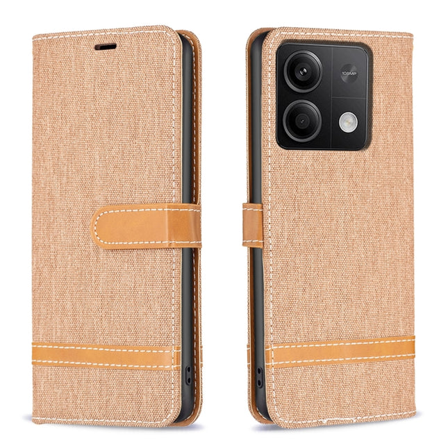 Color Block Denim Texture Leather Phone Case, For Xiaomi Redmi Note 13, For Xiaomi Redmi Note 13 4G Global