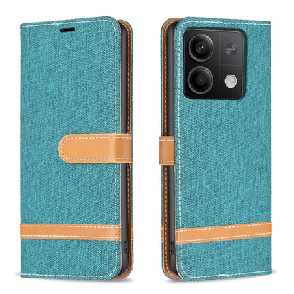 Color Block Denim Texture Leather Phone Case, For Xiaomi Redmi Note 13, For Xiaomi Redmi Note 13 4G Global