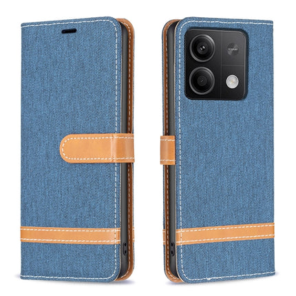 Color Block Denim Texture Leather Phone Case, For Xiaomi Redmi Note 13, For Xiaomi Redmi Note 13 4G Global