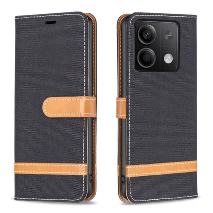 Color Block Denim Texture Leather Phone Case, For Xiaomi Redmi Note 13, For Xiaomi Redmi Note 13 4G Global