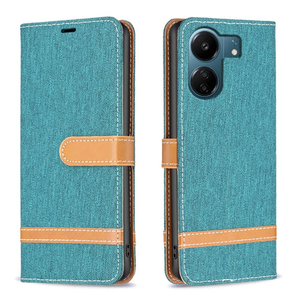 Color Block Denim Texture Leather Phone Case, For Xiaomi Civi 3 5G, For Xiaomi Redmi 13C
