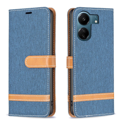 Color Block Denim Texture Leather Phone Case, For Xiaomi Civi 3 5G, For Xiaomi Redmi 13C