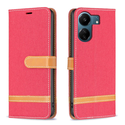 Color Block Denim Texture Leather Phone Case, For Xiaomi Civi 3 5G, For Xiaomi Redmi 13C
