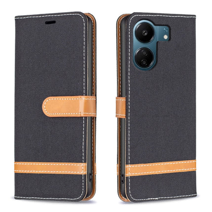 Color Block Denim Texture Leather Phone Case, For Xiaomi Civi 3 5G, For Xiaomi Redmi 13C