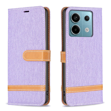 Color Block Denim Texture Leather Phone Case, For Xiaomi Redmi Note 13 Pro 4G Global, For Xiaomi Redmi 12 4G