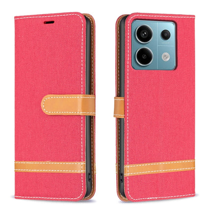 Color Block Denim Texture Leather Phone Case, For Xiaomi Redmi Note 13 Pro 4G Global, For Xiaomi Redmi 12 4G