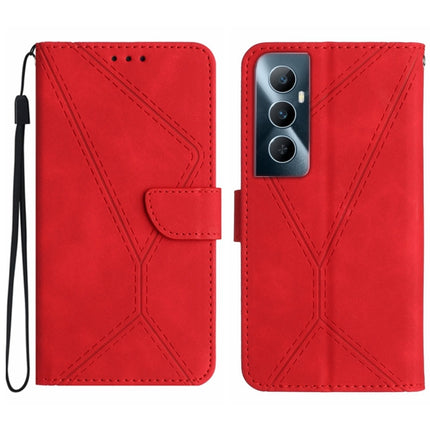 Stitching Embossed Leather Phone Case, For Realme C65 4G
