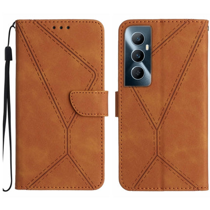 Stitching Embossed Leather Phone Case, For Realme C65 4G