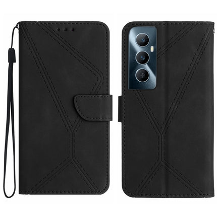 Stitching Embossed Leather Phone Case, For Realme C65 4G