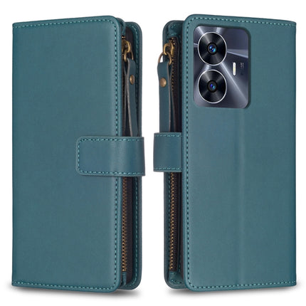 9 Card Slots Zipper Wallet Leather Flip Phone Case, For Realme C55, For Realme C53