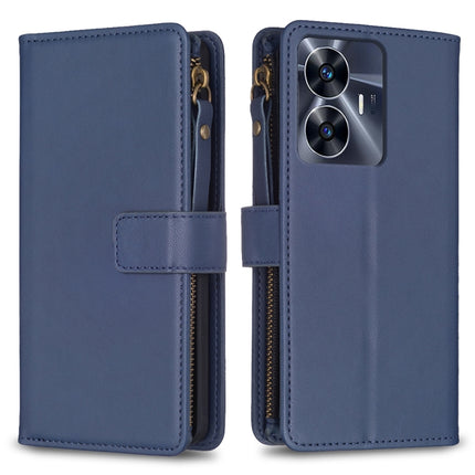 9 Card Slots Zipper Wallet Leather Flip Phone Case, For Realme C55, For Realme C53